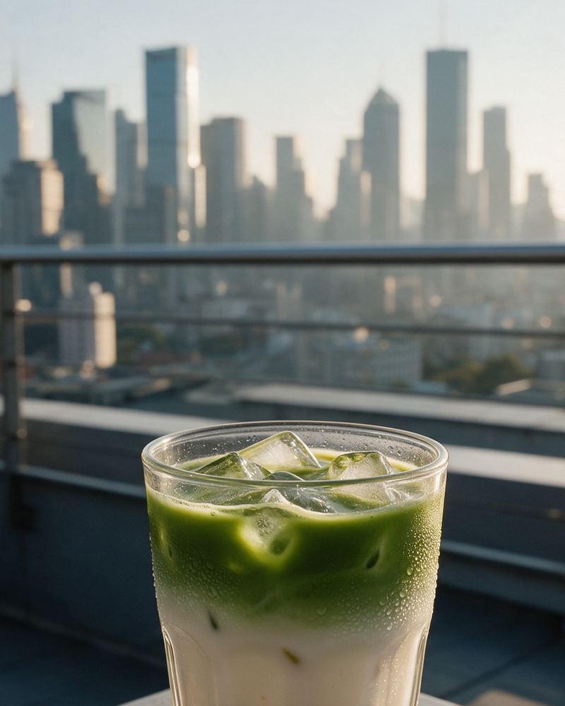 One area changed: Iced matcha, same rooftop